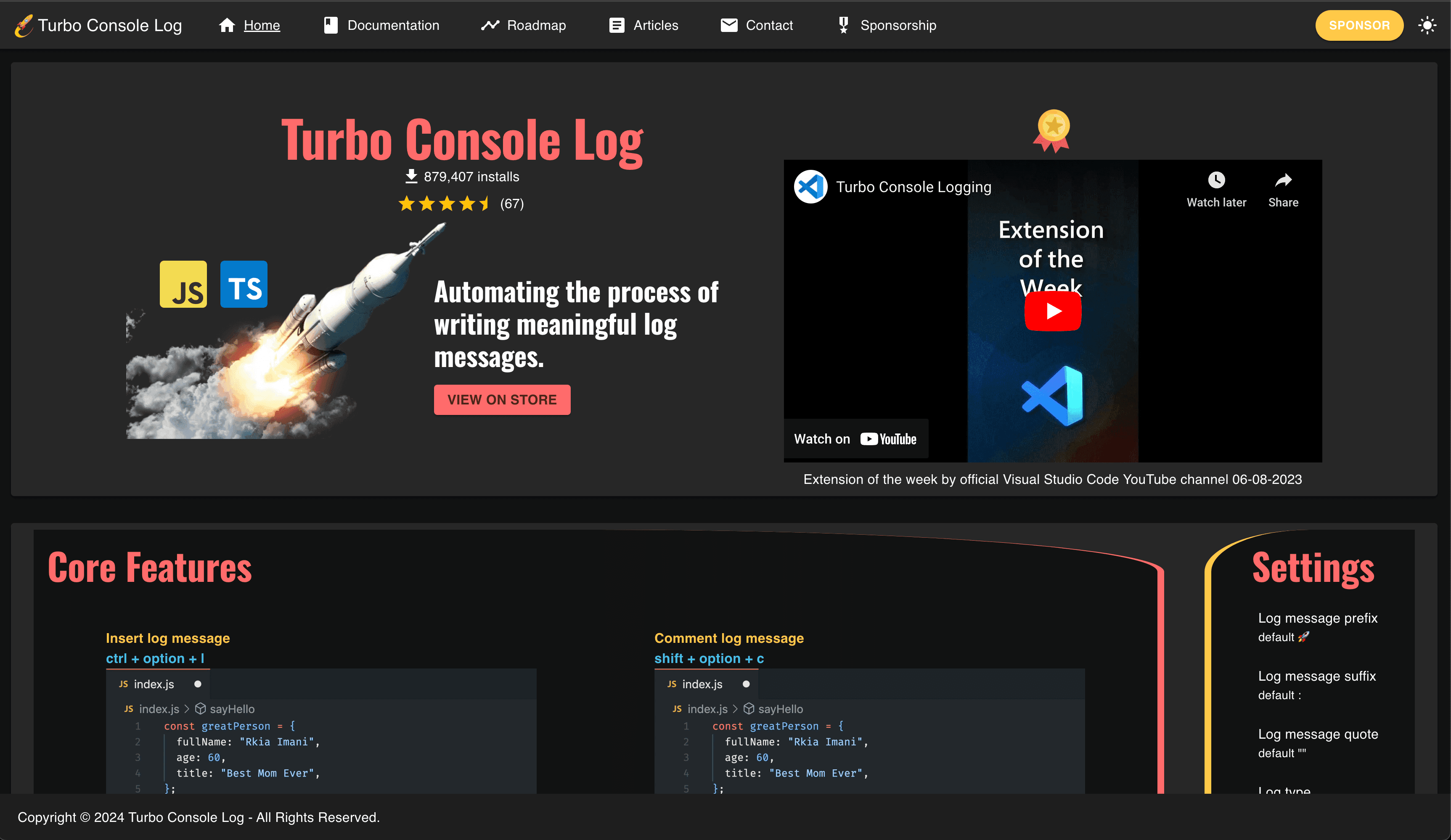 Turbo Console Log Website dark mode