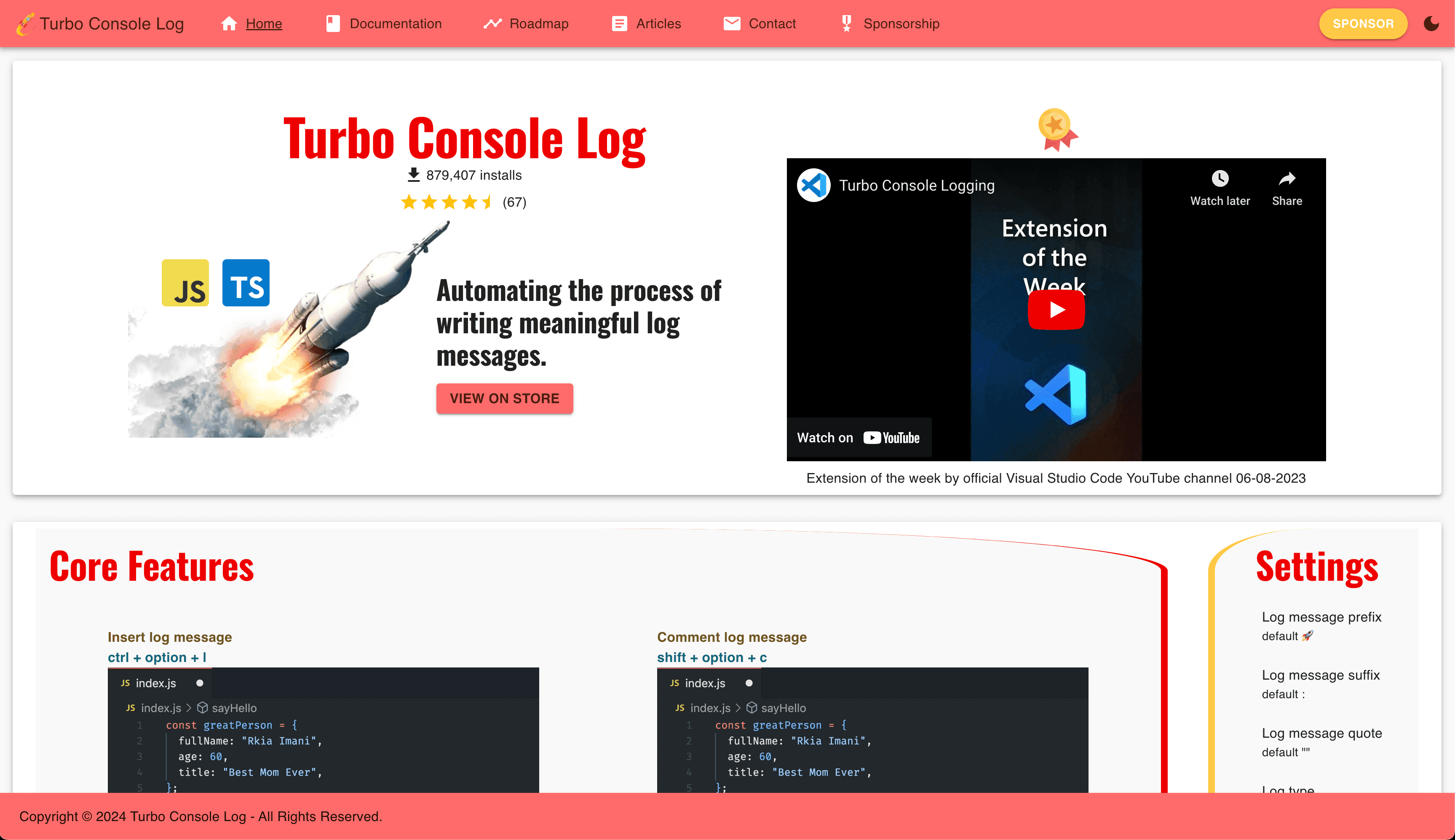 Turbo Console Log Website light mode