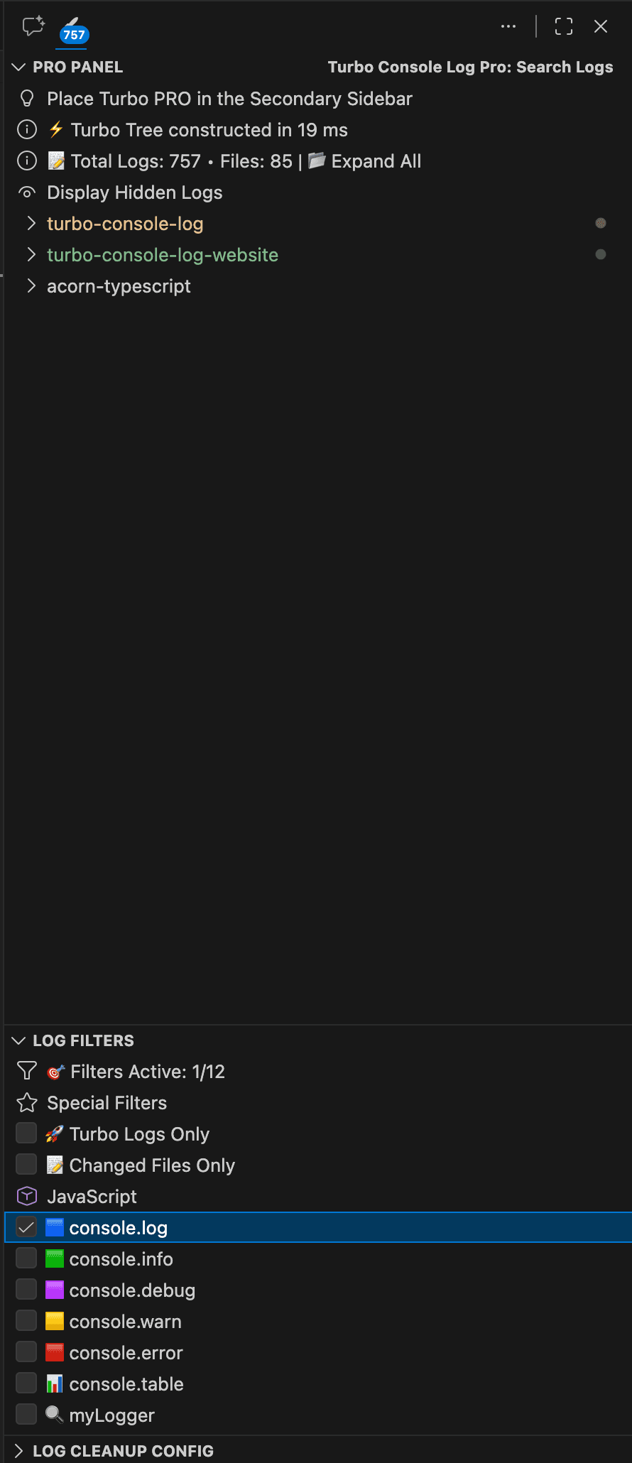 Pro Panel with Real-Time Log Count