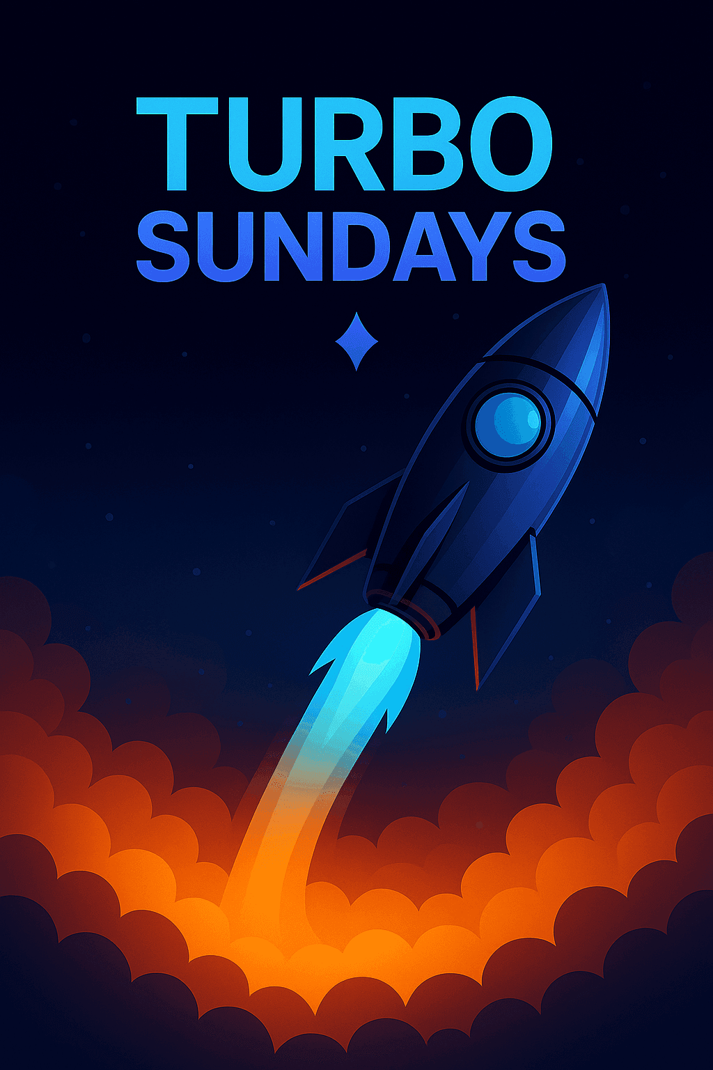 Turbo Sundays series illustration with a rocket launching